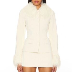 LOBA Anabella Faux Leather Jacket in Off White